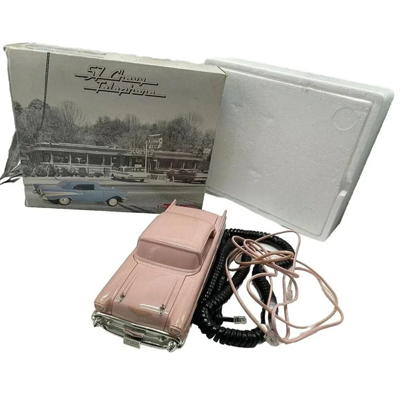 Vintage TeleMania Pink  57 Chevy Telephone in Original Box RARE - Picture 1 of 16